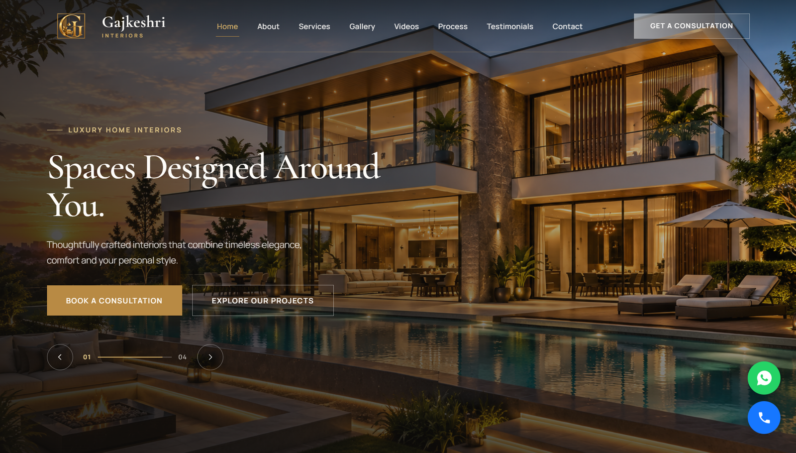 Gajkeshri Interiors website