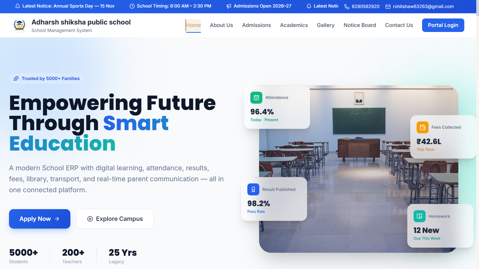 Adarsh Sikhsha Public School ERP system
